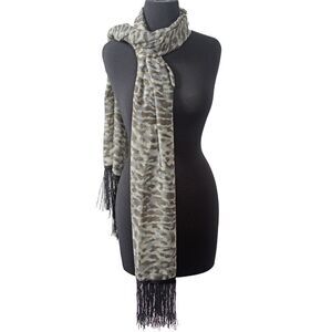 Scarf Gray Ruana 100% Polyester Fringed